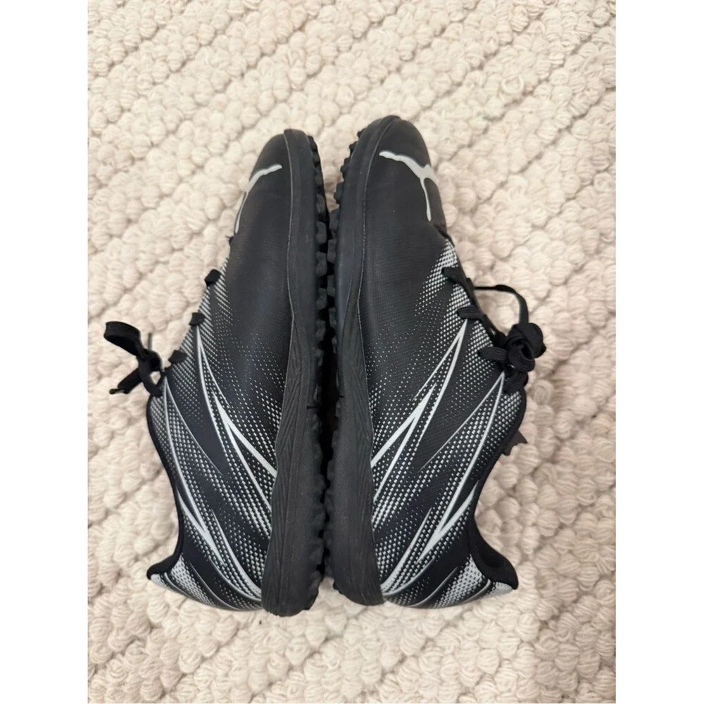 Puma Youth Black Athletic Turf Soccer Shoes with Silver Accents